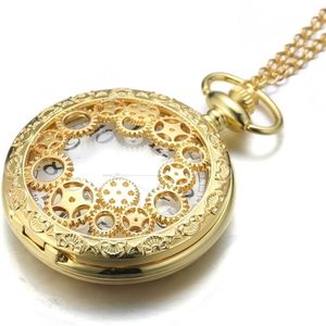 New Steampunk gears quartz pocket watch